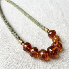 vintage ／琥珀 アンバー ネックレス
