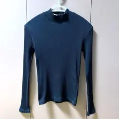 ユニクロ　ハイネック　ニットセーター　ブラック　リブ編み　XS