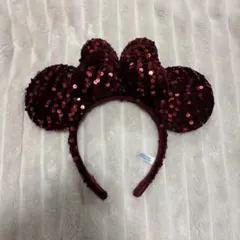 ディズニー ミニー 耳カチューシャ 赤 スパンコール