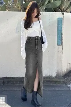 美品 GRL フロントスリットデニムスカート［on304］