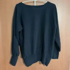 グリーンレーベルリラクシング　濃紺　セーター　ウール100% ボートネック