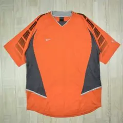 00s Nike football ゲームシャツ 異素材 オレンジ×グレー