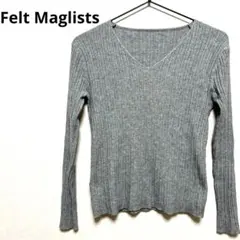 Felt Maglists グレー リブ編み 長袖 Vネックセータ 24A784のサムネイル
