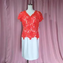 キャバドレス/パーティードレス /レースワンピース/オレンジホワイトワンピース