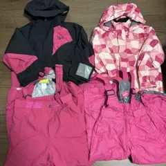 子ども用スキーウェア ピンク 双子 年子 上下 120 13女の子 男の子 姉妹
