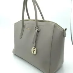 【美品】FURLA フルラ レザー トートバッグ ハンドバッグ グレージュ