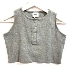 【美品】W.W.G ヘンリーネック リブタンクトップ グレー Fサイズのサムネイル