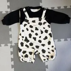 【60~70】裏起毛　牛柄ロンパース