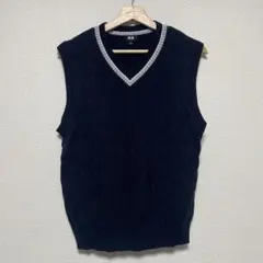 UNIQLO ケーブルニットベスト ネイビー S