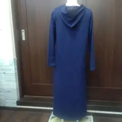 ♭ 値下げ ネイビー フード ロングワンピースパーカー L