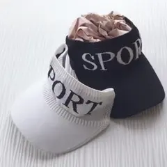 サンバイザー　ニット　紫外線対策　吸汗　白黒　速乾　ゴルフ　自転車　2個セット