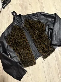 レオパード切り替えレザージャケット