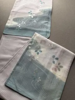 未使用 しつけ糸付き】 正絹 夏着物 小紋 単衣 絽 夏草とんぼ クリーム 