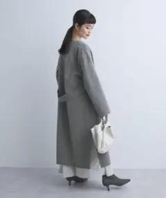 新品　グリーンレーベルリラクシング　ウールリバー　ノーカラー コート