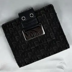 美品 クリスチャンディオール キャンバス 折り財布 トロッター ベルト ブラック