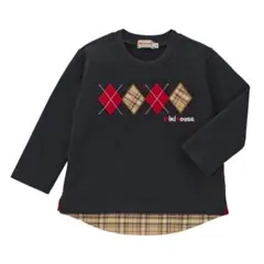 ミキハウス ロゴ レイヤード風 アーガイル チェック 長袖Ｔシャツ 120サイズ