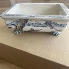 松坂美山】・ 長方形 盆栽鉢 ・赤絵山水画 - メルカリ