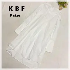 【ケービーエフ】コットン100% シャツワンピース F ホワイト 薄手