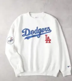 ドジャース　スウェット　トレーナー　裏起毛　ワッペン　ビックシルエット　L 白