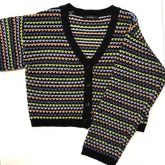 【Wcloset】ダブルクローゼット マルチカラーボーダーカーディガン