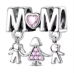 Pandora MOMチャーム シルバー製 ピンクストーン付き