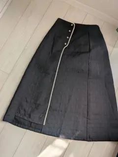 ブラック キルティング ロングスカート