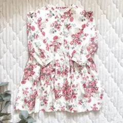 bonpoint ボンポワン　花柄前開きワンピース