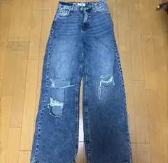 damaged boots cut flare jeans light blueのサムネイル
