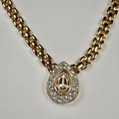 LANVIN ランバン ヴィンテージ ティアドロップ ラインストーン ネックレス