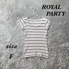 ROYAL PARTY (F)半袖カットソー 細身 ボーダー ダイヤモンドネックのサムネイル