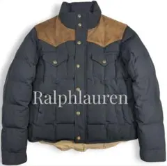 【激レア】ラルフローレン 11号 牛革 レザー切替 ダウン ジャケット ブルゾン
