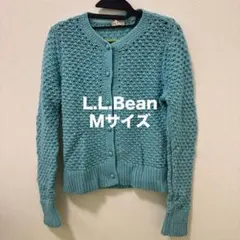 L.L.Bean アンゴラ混 透かし編みニットカーディガン ブルー Mサイズ