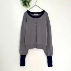 デニフィッツ［M］大人クール◎指穴付き◎ロングスリーブ◎バイカラーカーディガン