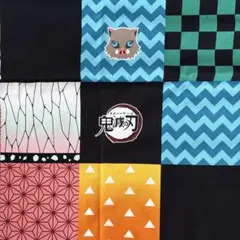 鬼滅の刃　パッチワーク柄　オックス生地