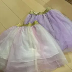 ピンクと紫のチュールスカート2点セット　姉妹お揃い