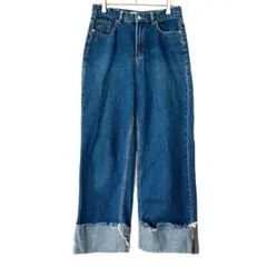 1971ザラ trf ロールアップデニム ワイドパンツ ジーンズ インディゴ M