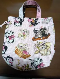 ロラライハリスのCat柄巾着トートバッグ