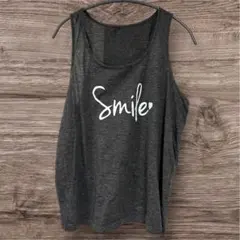 SHEIN 大きいサイズ XL タンクトップ ダークグレー Smileロゴ ヨガ