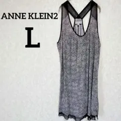 一点物✨ANNE KLEIN2【L】ノースリーブチュニック ブラック グレー 柄