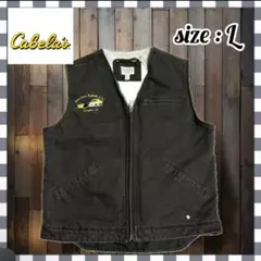 カベラス ダックベスト 裏地ボア レディースOK ブラウン L 刺繍入り