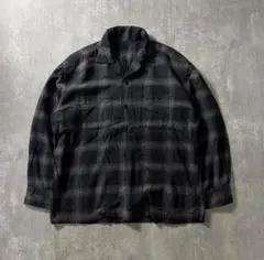 90s オープンカラー　開襟シャツ　オンブレチェック　シャドーチェック