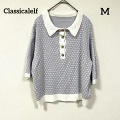 Classicalelf ジャガードニットポロシャツ 紫 Mサイズのサムネイル