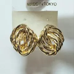 希少 80s 90s ヴィンテージ イヤリング 3連ねじり 縄編み