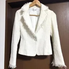 EMOTIONALL DRESSES ツイードジャケット　フリンジ　オフホワイト