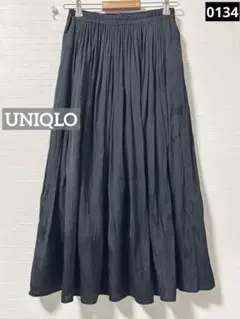 g*a様 0134 UNIQLO ギャザーロングスカート ブラック