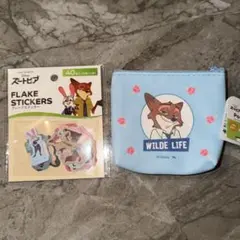 【新品・未使用】ズートピア　ジュディ　ニック　小物ポーチ　フレークステッカー