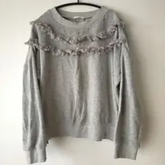 GU フリンジ プルオーバーニット グレー XL