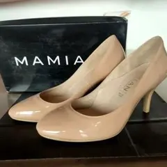 室内試し履きのみ☆MAMIAN エナメルベージュ ハイヒール 7.5cmヒール