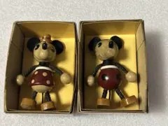 ミッキーマウス & ミニーマウス 木製フィギュア ヤングエポック社 ペア