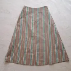 【美品】シルク混 リネン混 セミロング丈 M フレアスカート 天然素材